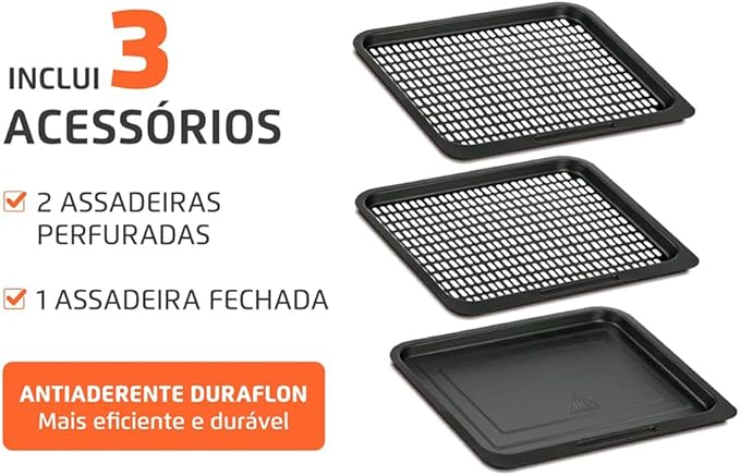 MONDIAL Fritadeira Air Fryer Forno Oven 12L, Preto/Inox, 2000W