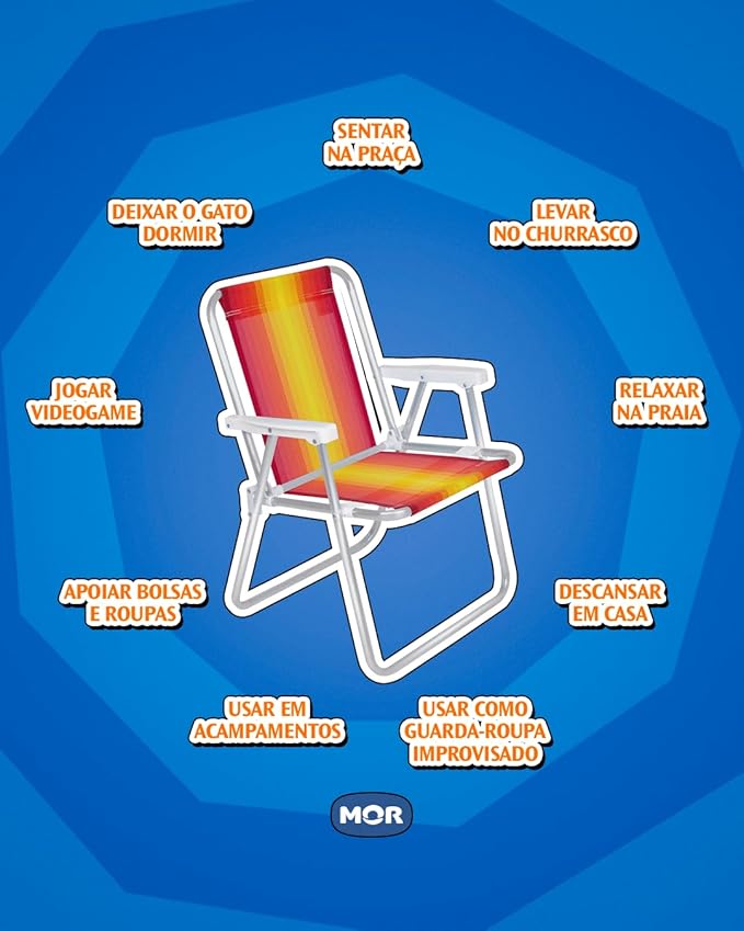 Kit 3 cadeiras de Praia Aço Sortido