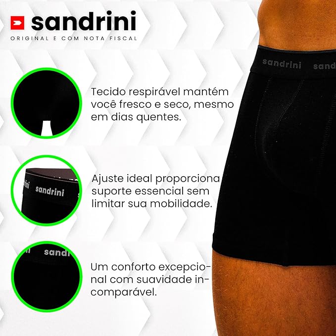 Kit 10 Cuecas Sandrini Boxer Polo 100% Algodão Box Masculinas