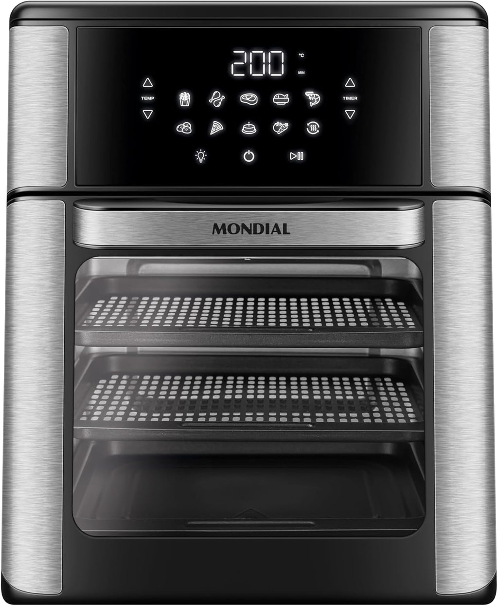 MONDIAL Fritadeira Air Fryer Forno Oven 12L, Preto/Inox, 2000W