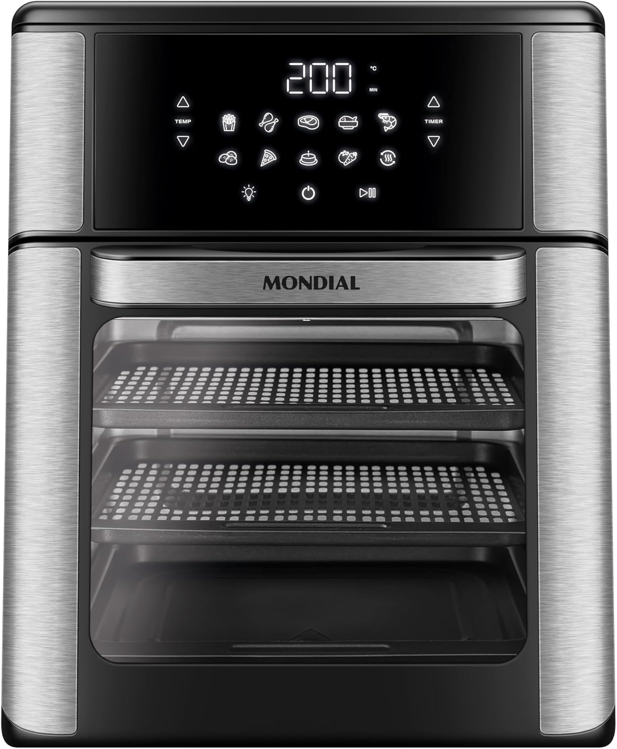 MONDIAL Fritadeira Air Fryer Forno Oven 12L, Preto/Inox, 2000W