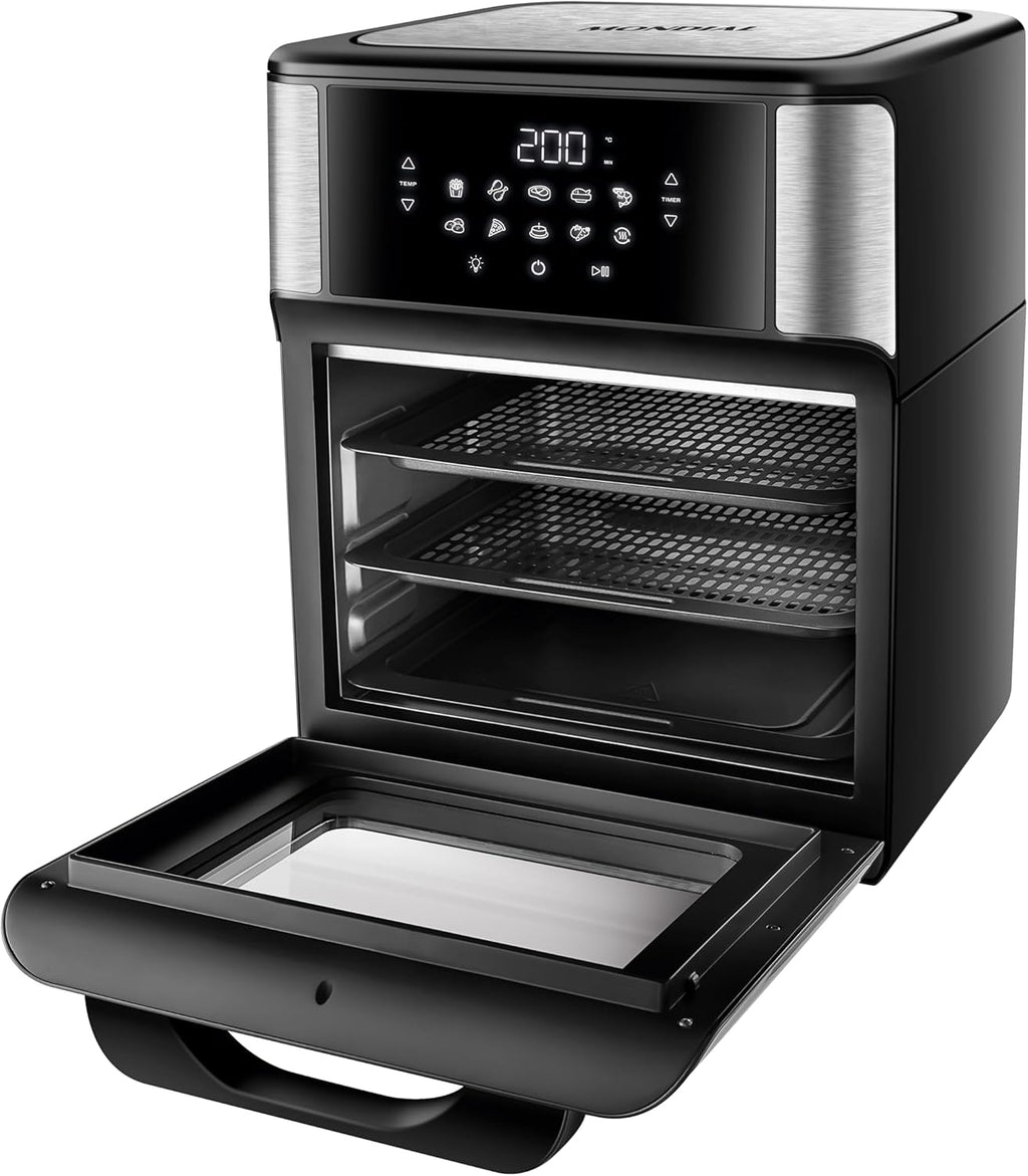 MONDIAL Fritadeira Air Fryer Forno Oven 12L, Preto/Inox, 2000W