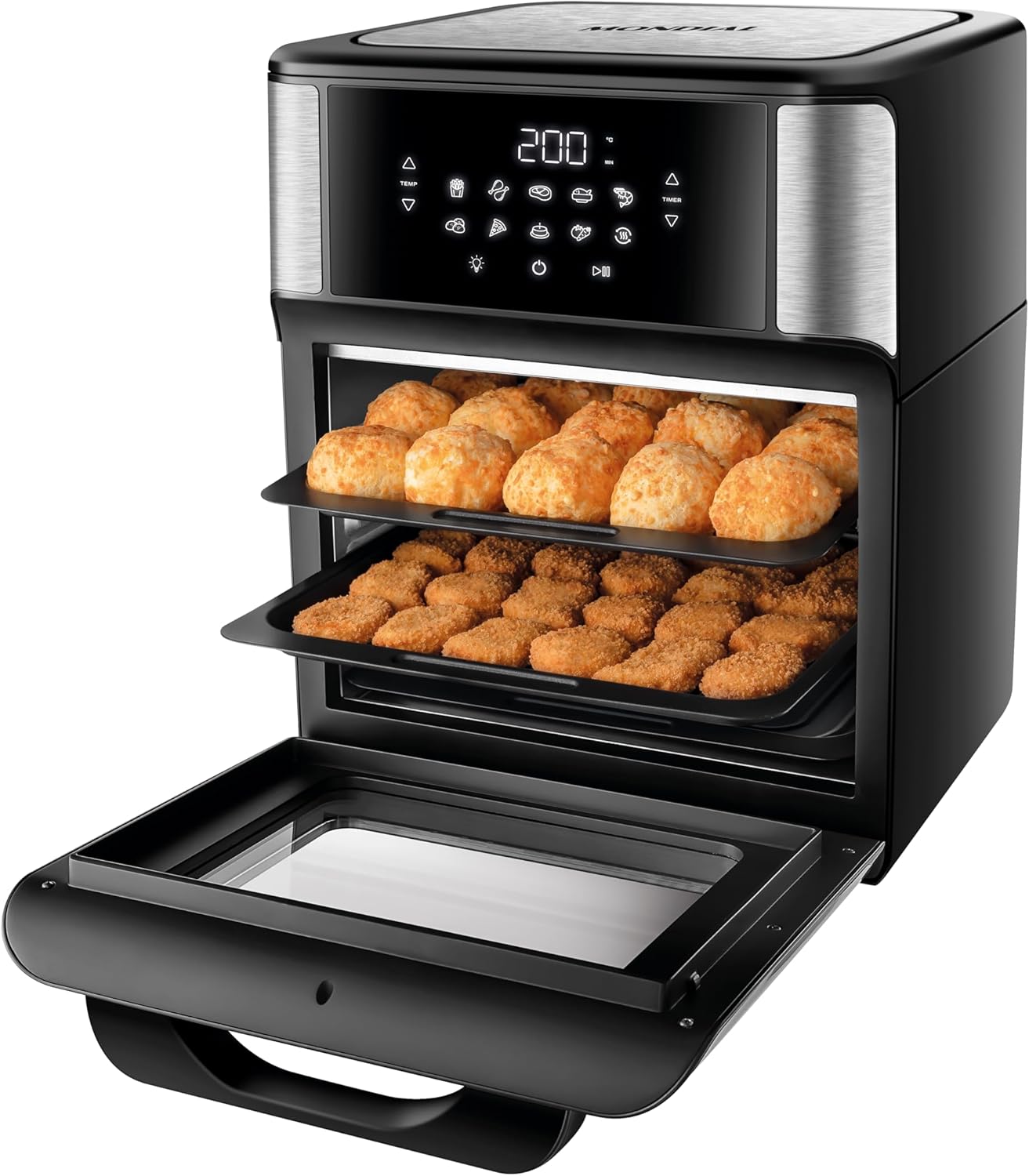 MONDIAL Fritadeira Air Fryer Forno Oven 12L, Preto/Inox, 2000W